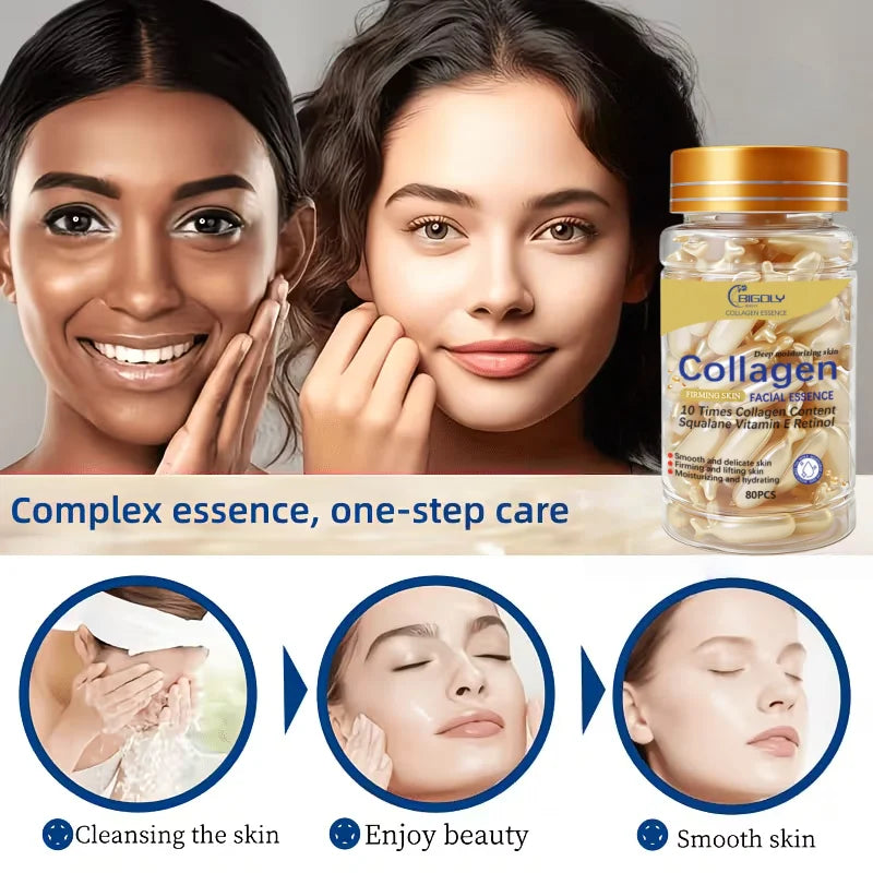 80 Collagen Facial Essence Capsules – Firming & Moisturising Serum Collagen Face Serum Oasis Select