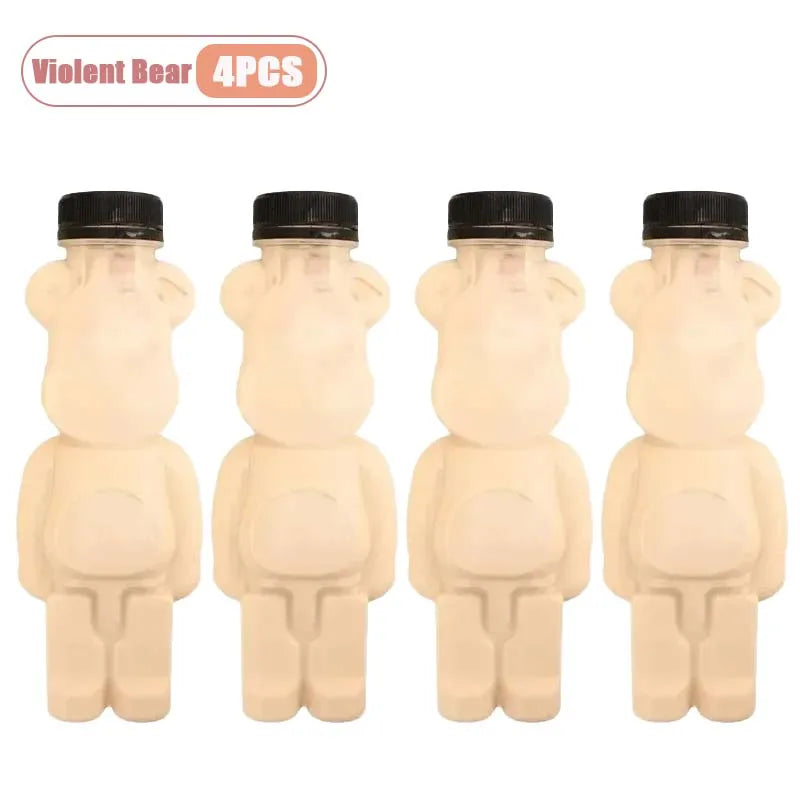 500ml Portable Cartoon Bear Transparent Bottles Cute Reusable Drink Containers for Bubble Tea Juice Milkshake Party Supplies