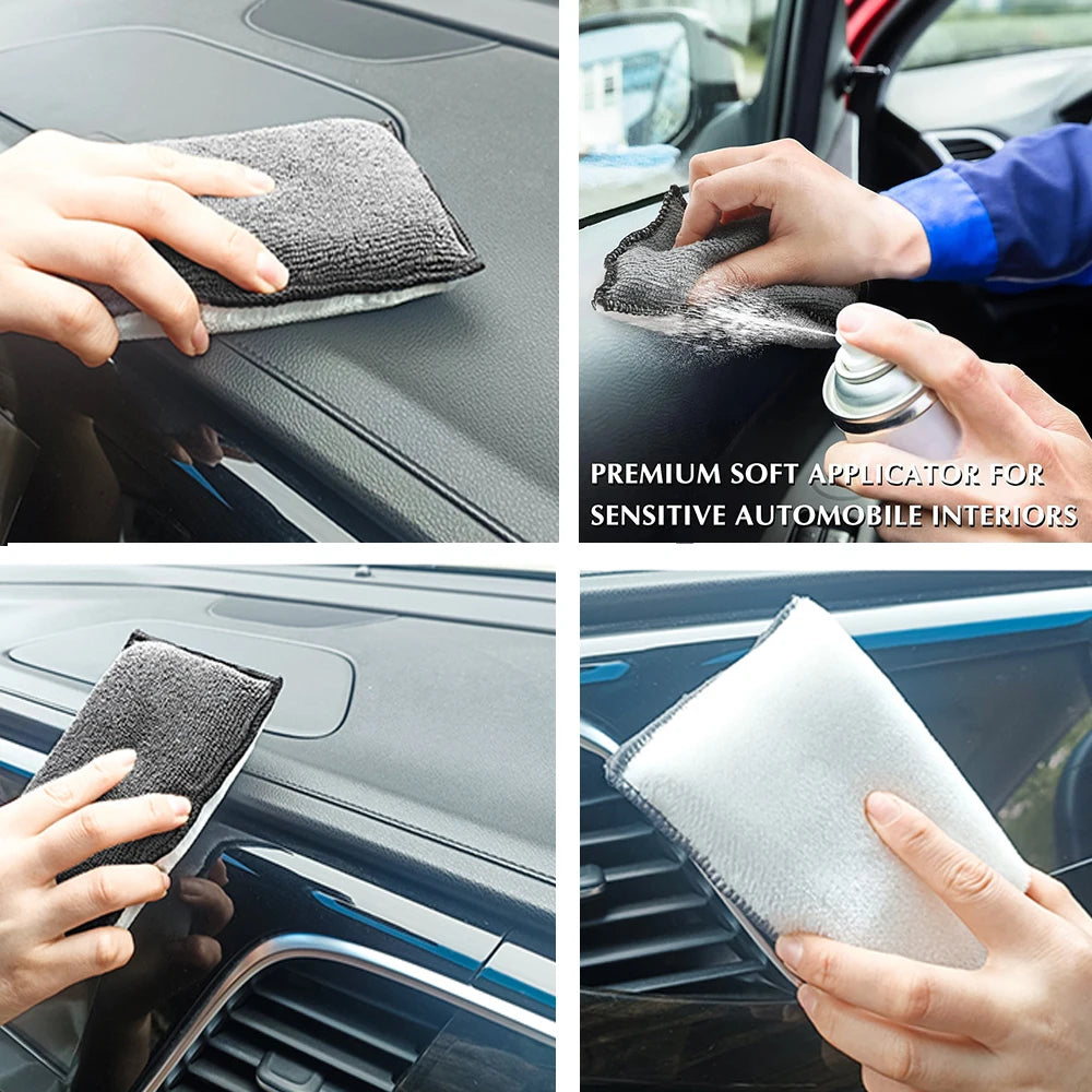 2-10Pcs Soft Double Side Microfiber Scrubbing Sponge Car Leather Cleaning Microfiber Towel Wax Sponge Auto Detailing Tools Oasis Select