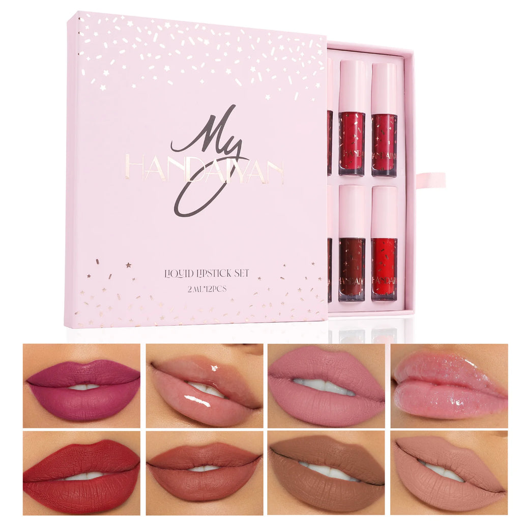 12 Colors Long Lasting Matte Lipstick Set With Nourishing Lip Oil Coating Mirror Finish Waterproof Lipgloss Makeup Oasis Select