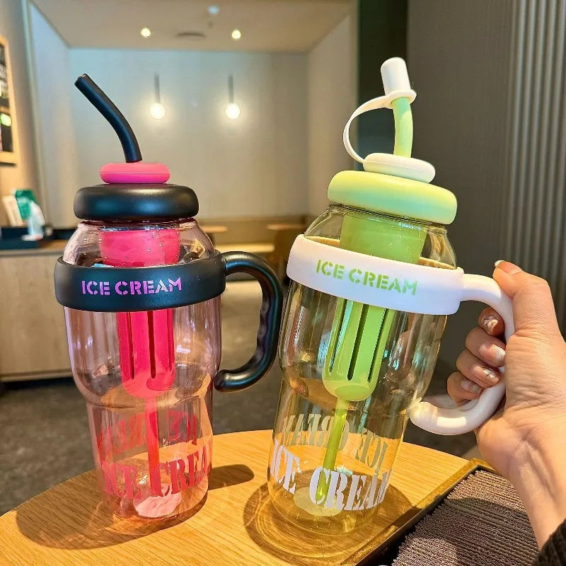 1300ML Large Capacity Plastic Water Cup with Handle, Straw and Tea Strainer, Portable Sports Water Bottle, Tea Cup, Beverage Cup Oasis Select