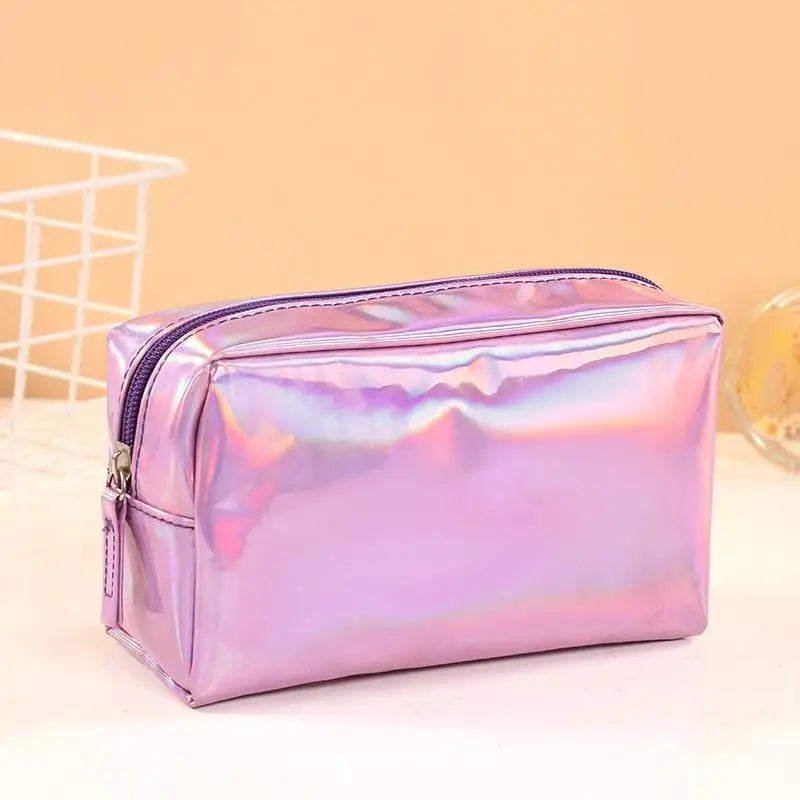 Holographic Laser Cosmetic Bag | Waterproof Travel Makeup Organizer Travel Cosmetic Bag Oasis Select Pink