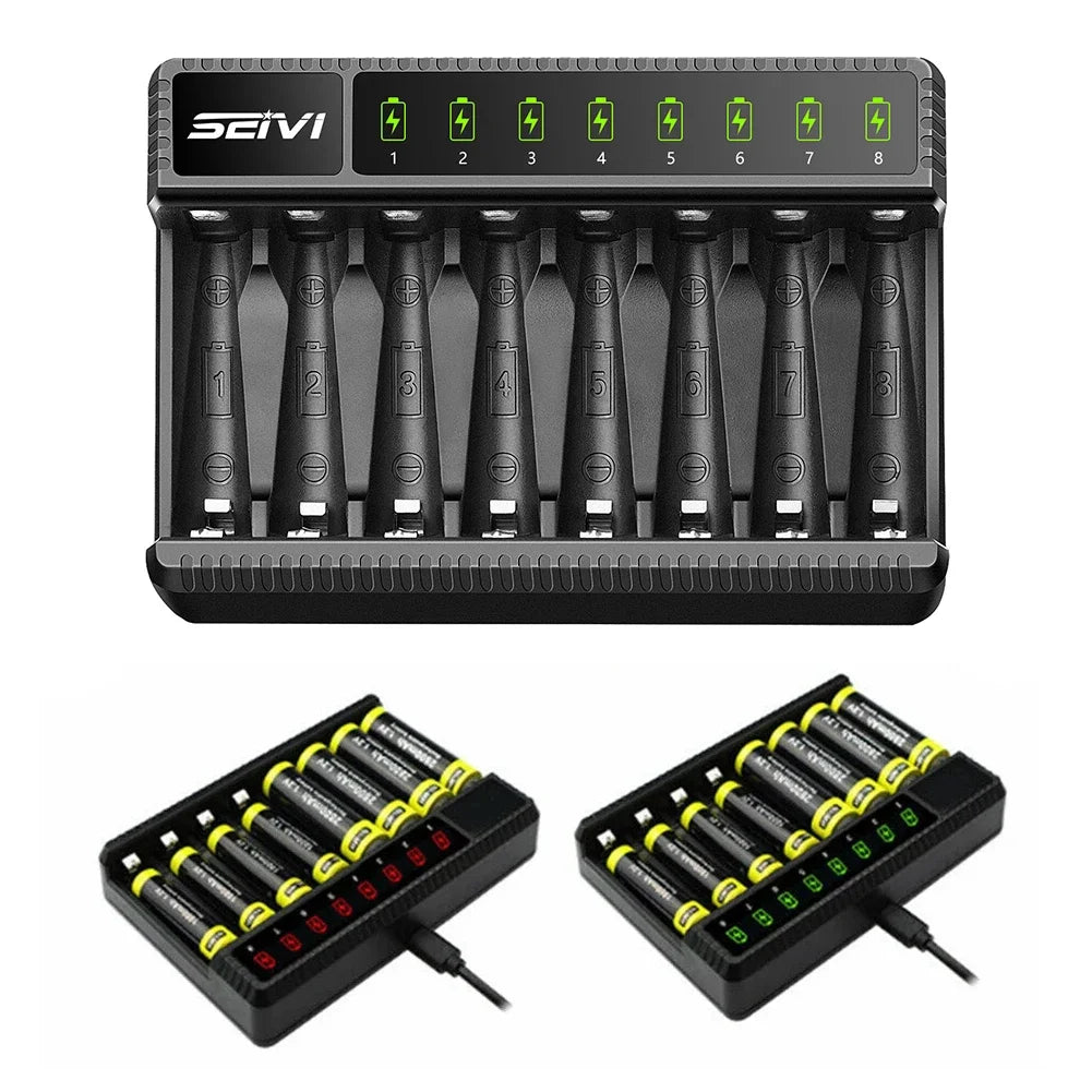 Universal Desktop 8 Slots Rechargeable Batteries Smart Charger LED Display for 1.2V AA/AAA NiMH Rechargeable Batteries SW-8N Oasis Select
