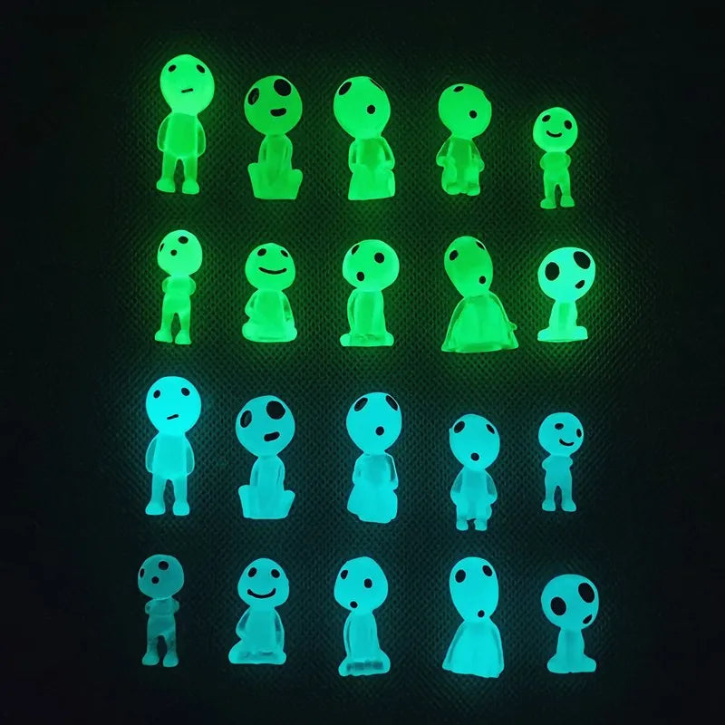 New Cartoon Cute Hand Model Forest Alien PVC Green Light Blue Luminous Tree Elf Micro Landscape Oasis Select