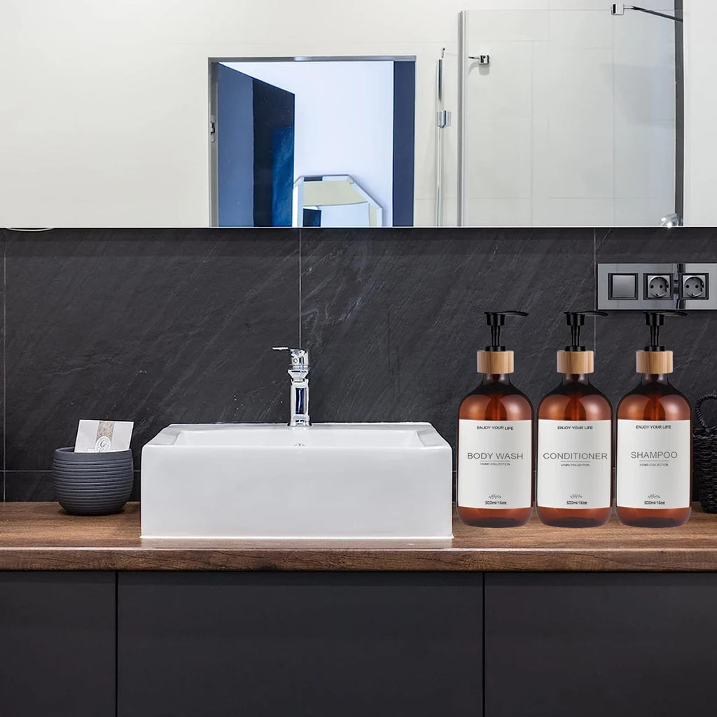 500ml Shampoo & Conditioner Pump Dispenser Bottles – 3 Pack Pump Dispenser Bottles Oasis Select