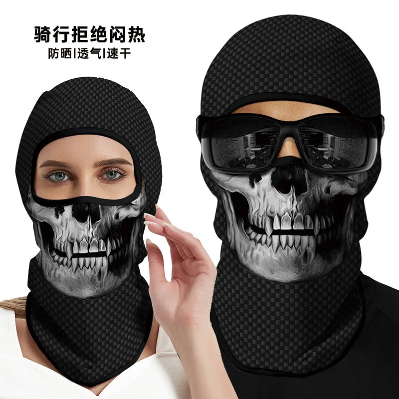 3D Funny Mask Motorcycle Face Cover Ski Mask Joker Skull Balaclava Headgear Outdoor Hiking Camping Neck Gaiter Bandana Scarf Men Oasis Select Blue