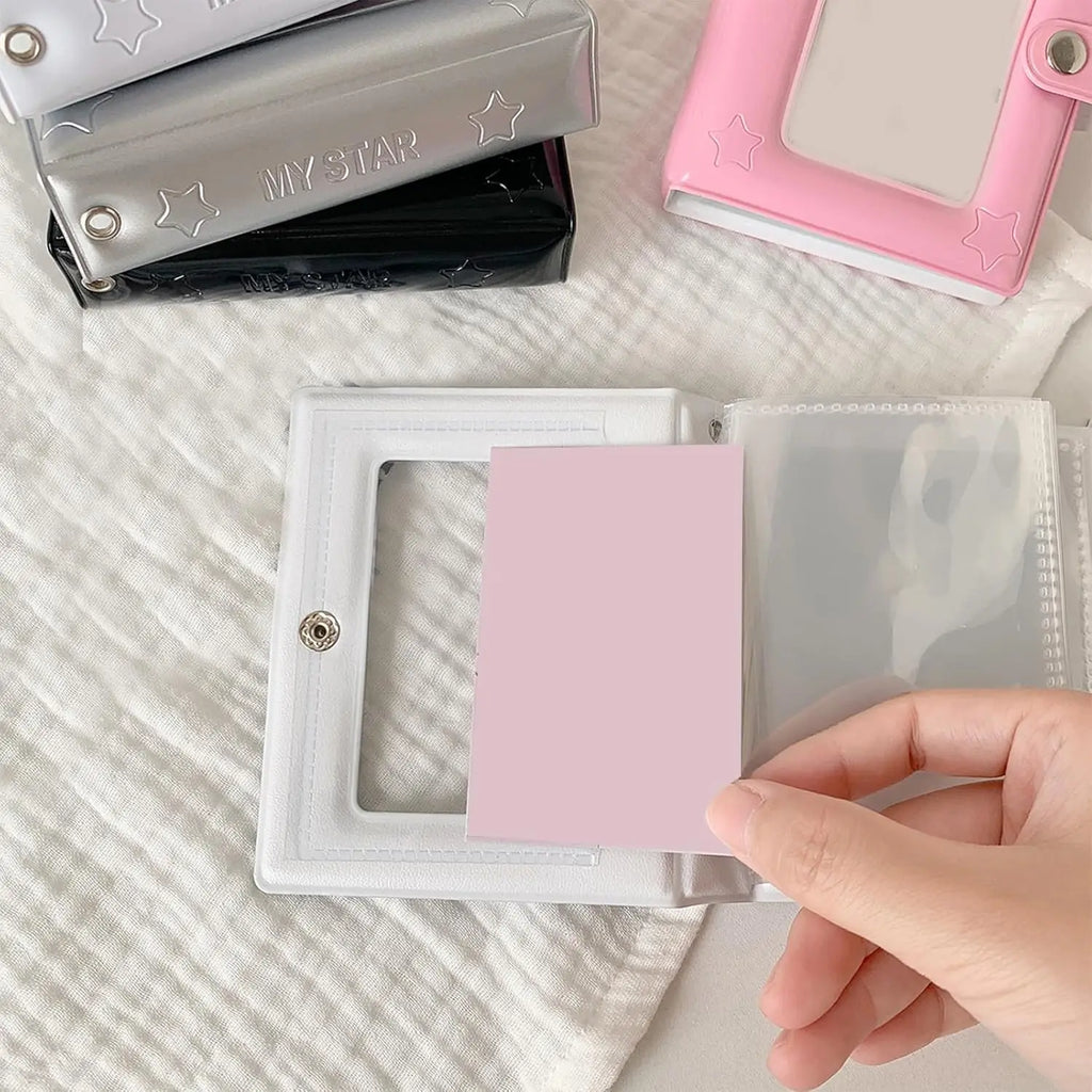 Mini Photo Album 2x3 Inch PVC Cover Hollow Cover 20 Pages Kpop Fans Idol Cards Travel Gift Portable Storage Book Cute Colors Oasis Select