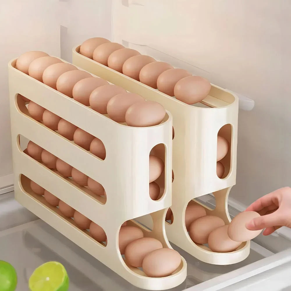 4-Layer Rolling Egg Holder – Fridge Egg Dispenser Organizer Fridge Egg Organizer Oasis Select