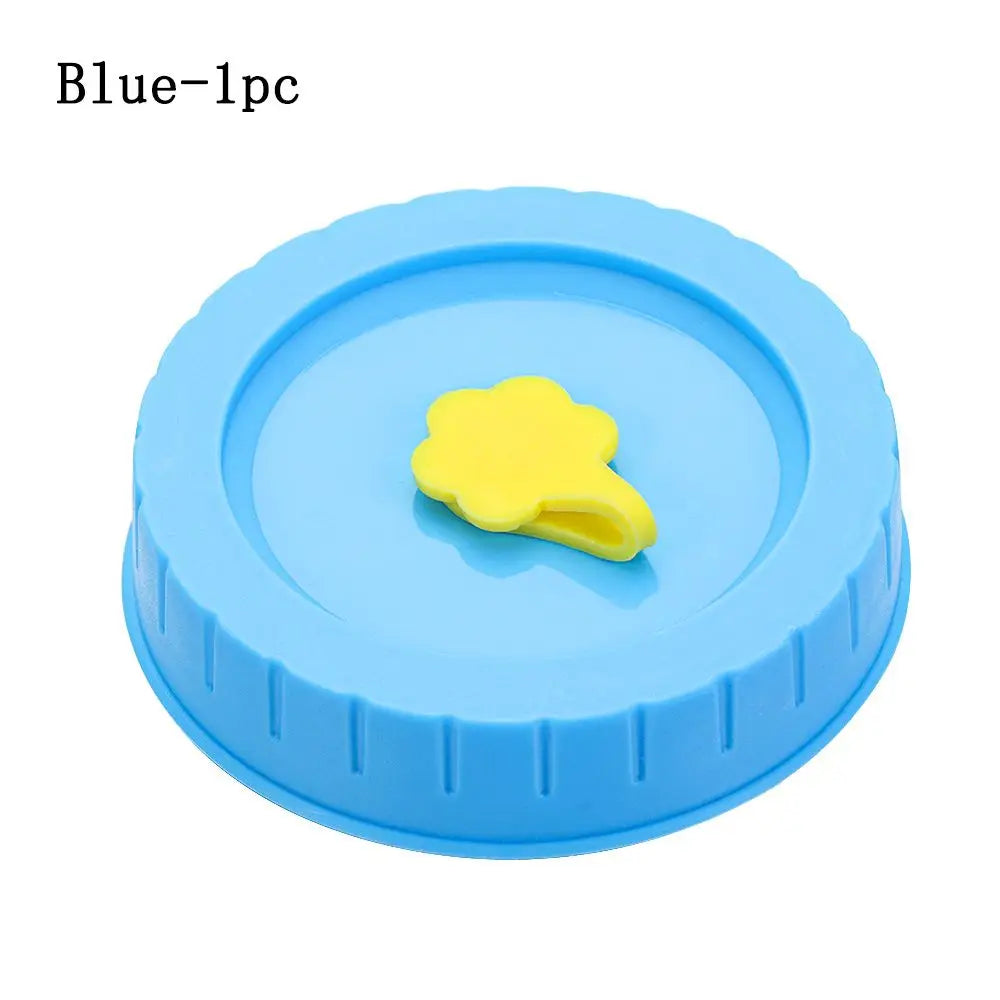 Cute Plastic Mason Jar Lids With Straw Hole Leak-Proof Jar Caps Food Storage Canning Lids Kitchen & Dining Supplies Oasis Select Blue-1pc