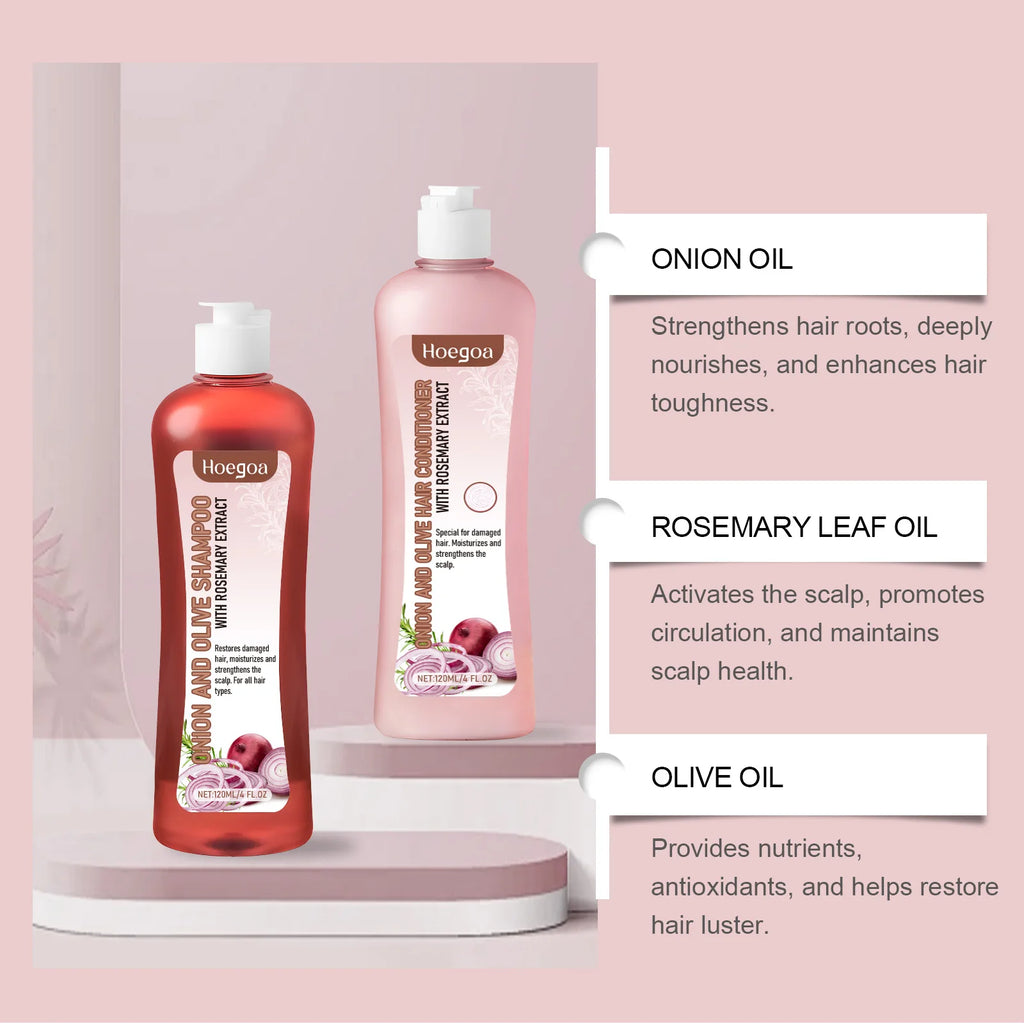 Onion Rosemary Shampoo and Conditioner Sets Anti Hair Loss Improve Rough Frizz Prevent Breakage Repair Damaged Hair Care Product Oasis Select