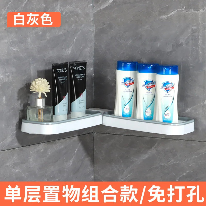 Toilet bathroom storage rack foldable countertop bathroom non perforated soap storage rack closet organizer Oasis Select Light gray