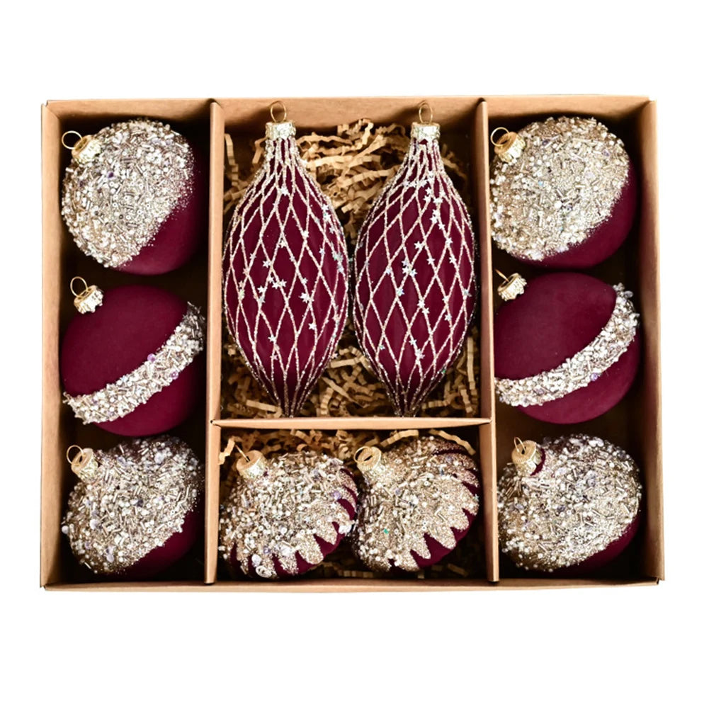 Decorative Ornaments Christmas Balls Holiday Decor Christmas Celebration Hanging Christmas Ball Set Christmas Pendant Oasis Select wine red China Mainland