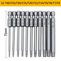 11-Pc Magnetic Torx Security Bit Set T6–T40 | 1/4" Hex Shank Screwdriver Bit Set Oasis Select GZ162-75mm11pcs