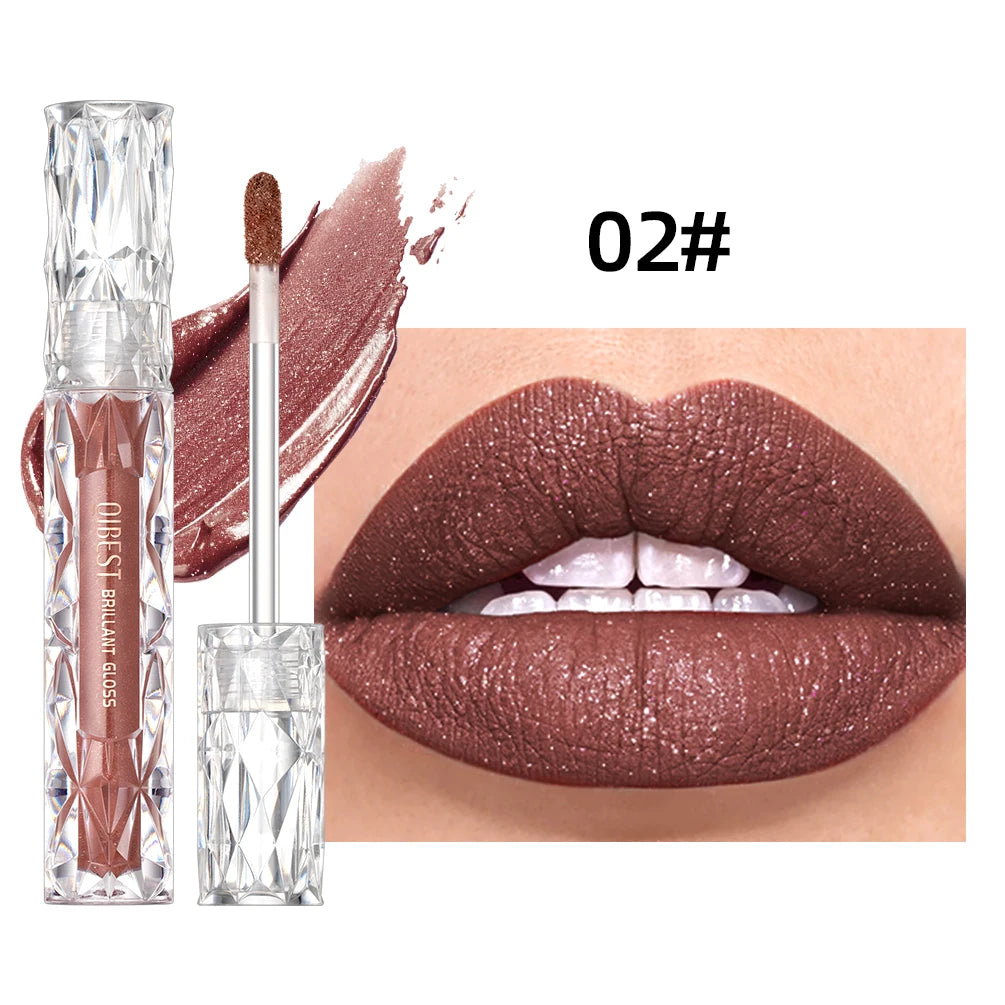 QIBEST Diamond Glitter Lip Gloss – Shimmer Matte Liquid Lipstick