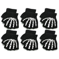 1-10pairs New Adult Cosplay Halloween Skeleton Skull Half Finger Punk Gloves Glow in the Dark Fingerless Stretch Knitted Mittens Oasis Select 6pairs