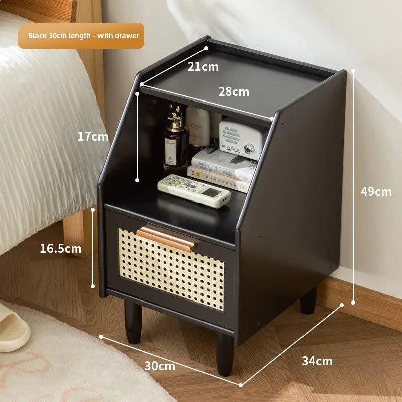 Bedside table, bedroom simple modern small cabinet, simple small bedside storage cabinet, household new storage bedside cabinet Oasis Select Black wangwen