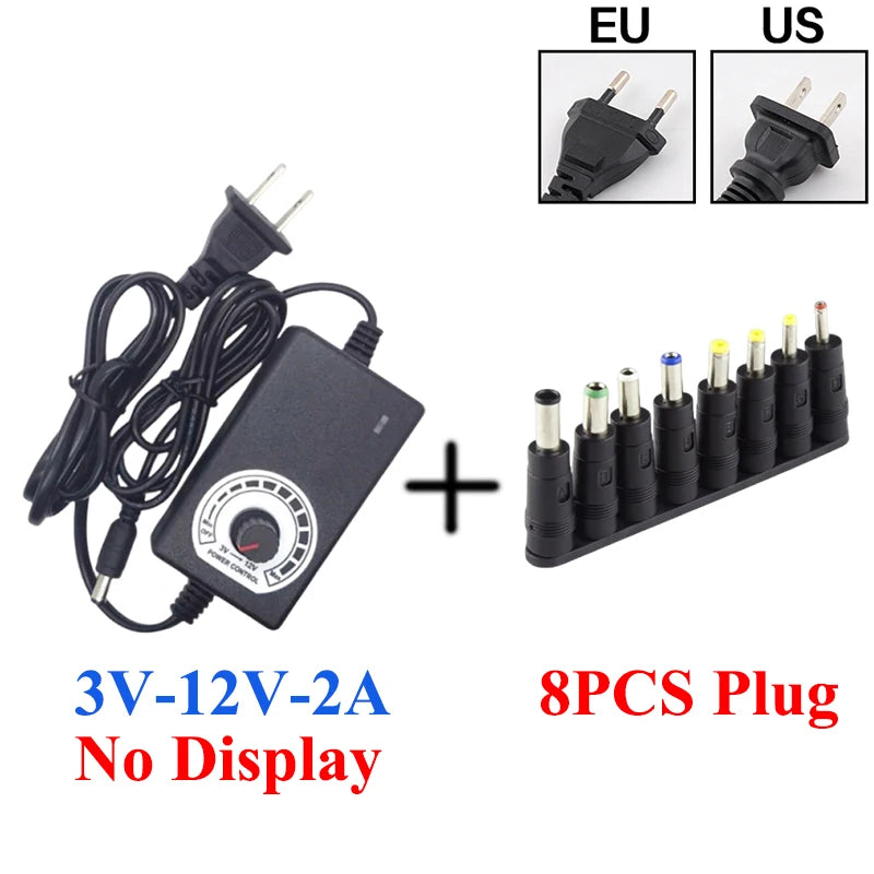 DC 3V-12V Adjustable Transformer AC 220V 110V TO DC 12V 3V 9V 2A 5A 10A Transformers AC 220 110 V TO DC 12 3 9 V Power Supply Oasis Select 2A NoDis With 8PCS US Plug