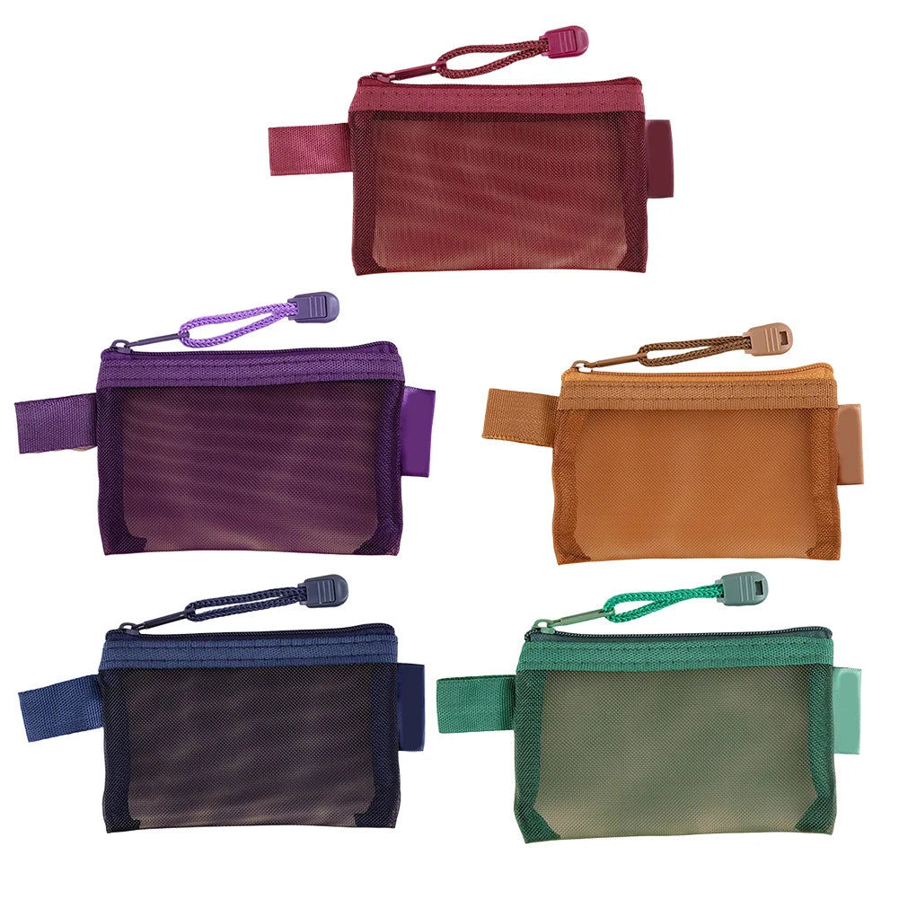 Zipper Mesh Bag Nylon Small Makeup Zipper Mesh Pouch Earphone Storage Bags Multi-purpose Square Bag Coin Bag Oasis Select