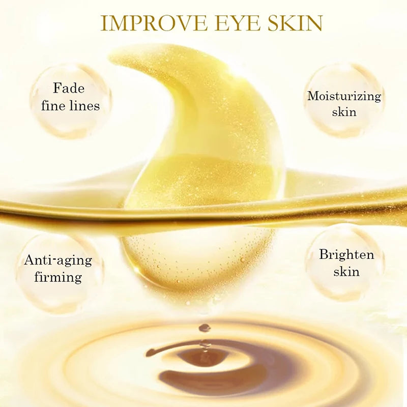 BIOAOUA Crystal Gold Collagen Eye Patches – Dark Circles Collagen Eye Mask Oasis Select