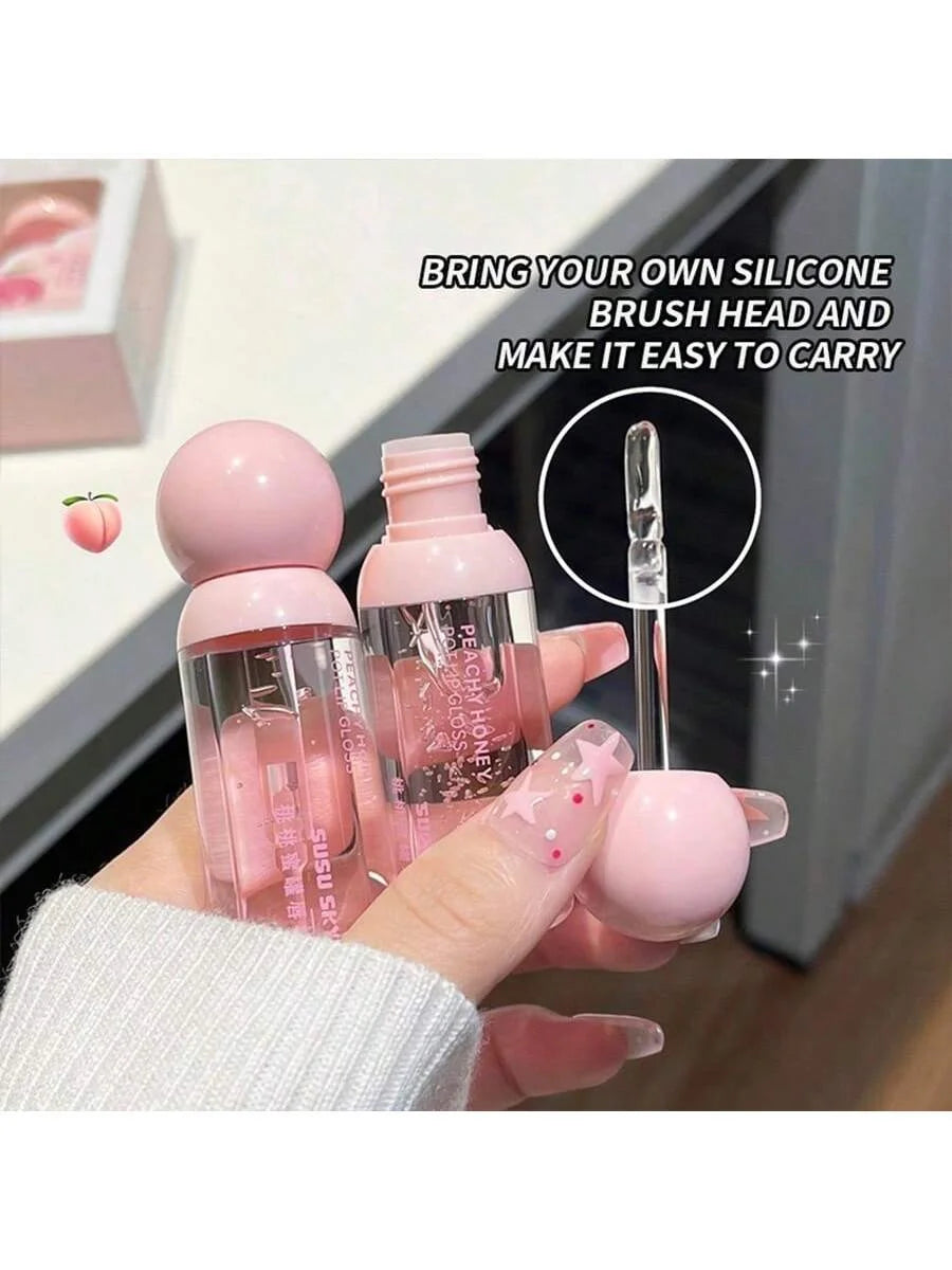 2PCS Peach Honey Jar Lip Set, Lip Mask+Lip Honey, day and night care, moisturizing and hydrating, Oasis Select