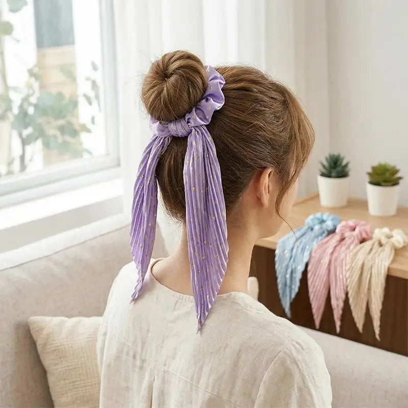 Handmade Crease Scrunchie Retro Ribbon Women's Ponytail Hair Tie Hair Rope Hair Accessory Ретро резинка для волос 핸드메이드 스크런치 Oasis Select