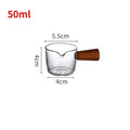 50/75ml Espresso Measuring Cup with Wood Handle Glass Single Mouth Mini Milk Jug Multi-function for Household Coffee Supplies Oasis Select 50ml