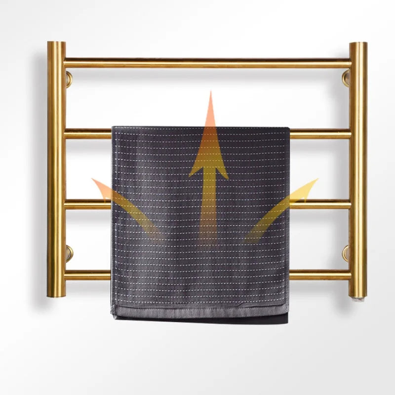 Gold Electric Towel Rack Electric Rail 4 Bars Ladder 304 Stainless Steel Clothes/Towel Warmer Rack Drying Rack For Bathroom Oasis Select
