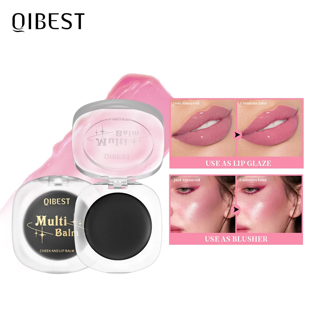 QIBEST 2-in-1 Color-Changing Lip & Cheek Balm | Black to Pink