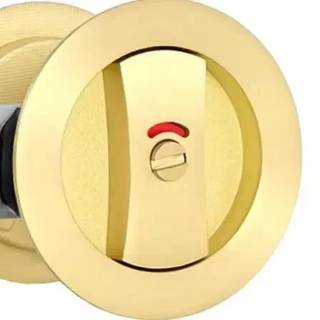Flush Pocket Door Lock Zinc Alloy Gold Color with Privacy Indicators Contemporary Round Design for Residential Doors Oasis Select China Mainland