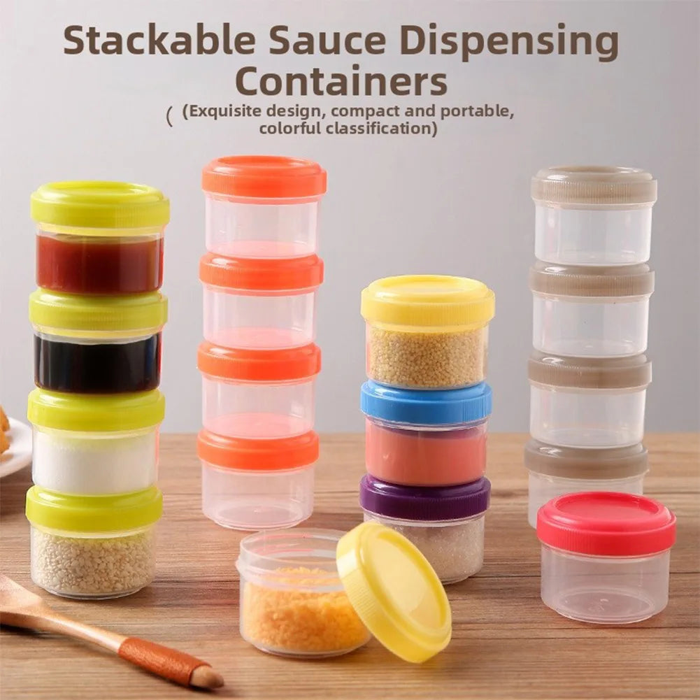 4Pcs 35ml Food Containers With Lids Stackable Plastic Storage Boxes For Sauce Condiment Snacks Kitchen Meal Prep Organization Oasis Select