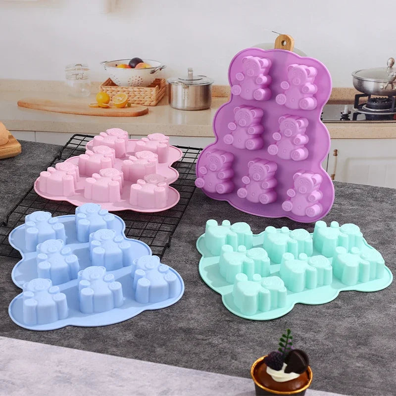 1pcs Lovely Bear Cake Mold Animal Cookie Silicone Mould For Chocolate Candy Kitchen Fondant Supplies Cupcake Topper Decorating Oasis Select