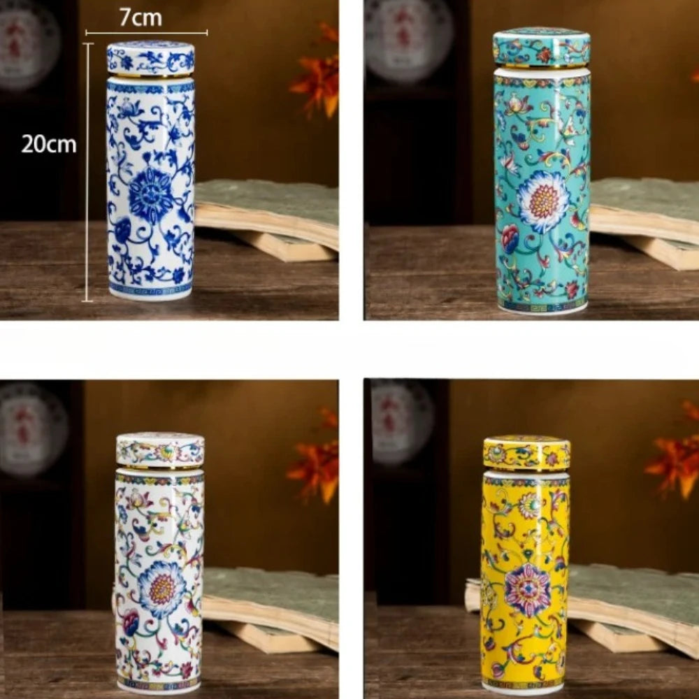 Double-layer 500ML Ceramic Cups Enamel Thermos for Tea High-temperature Home Office Resistant Cups with Lids Portable Travel Mug Oasis Select