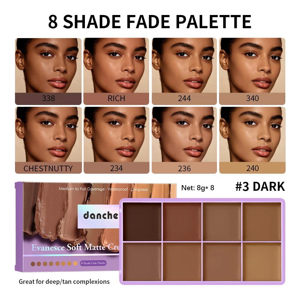 8 Shade Soft Matte Cream Concealer Palette Full Coverage Fade Dark Circles Blemishes Waterproof Long Lasting Oil Control Makeup Oasis Select 3for deep and tan