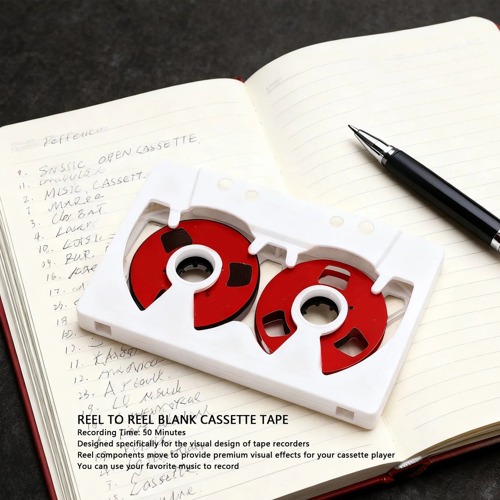Blank Cassette Tape Reel to Reel Blank Cassette Tape Double Sided 50 Minute Music Recording Cassette Tape with Transparent Box Oasis Select