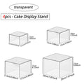 3pcs/4pcs acrylic white/transparent cake dessert display stand stackable cake display box suitable for weddings and birthdays Oasis Select 4pcs-transparent