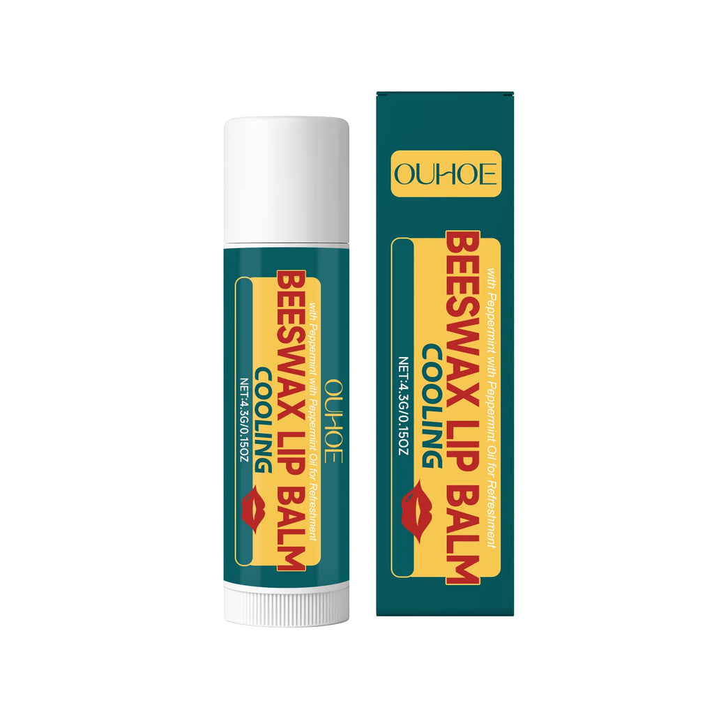 OUHOE Anti-Peeling Mint Beeswax Lip Balm - Hydrates, Moisturizes Softens Plumps and Nourishes Lips for Daily Care Oasis Select 4.3g boxed