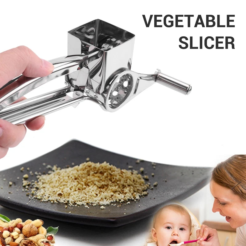 Rotary Cheese Grater Vegetable Slicer Shredder And Grinder With 4 Interchangeable Stainless Steel Grums Oasis Select