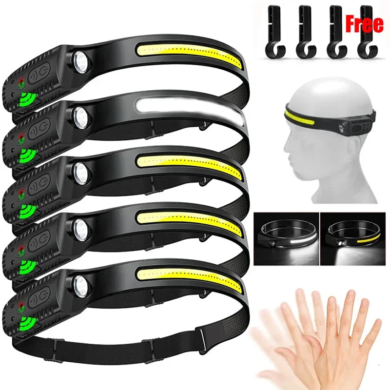 Powerful Induction COB LED Headlamp Built-in Battery USB Rechargeable Head Torch Outdoor Waterproof Camping Fishing Headlight Oasis Select