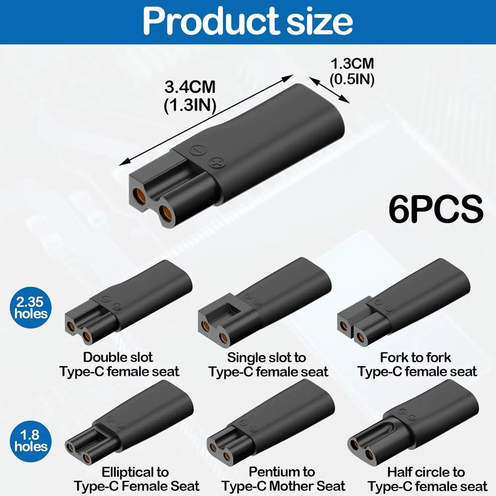 6-Pack Type-C USB Charger Adapter for Clippers & Trimmers USB Charger Adapter Oasis Select