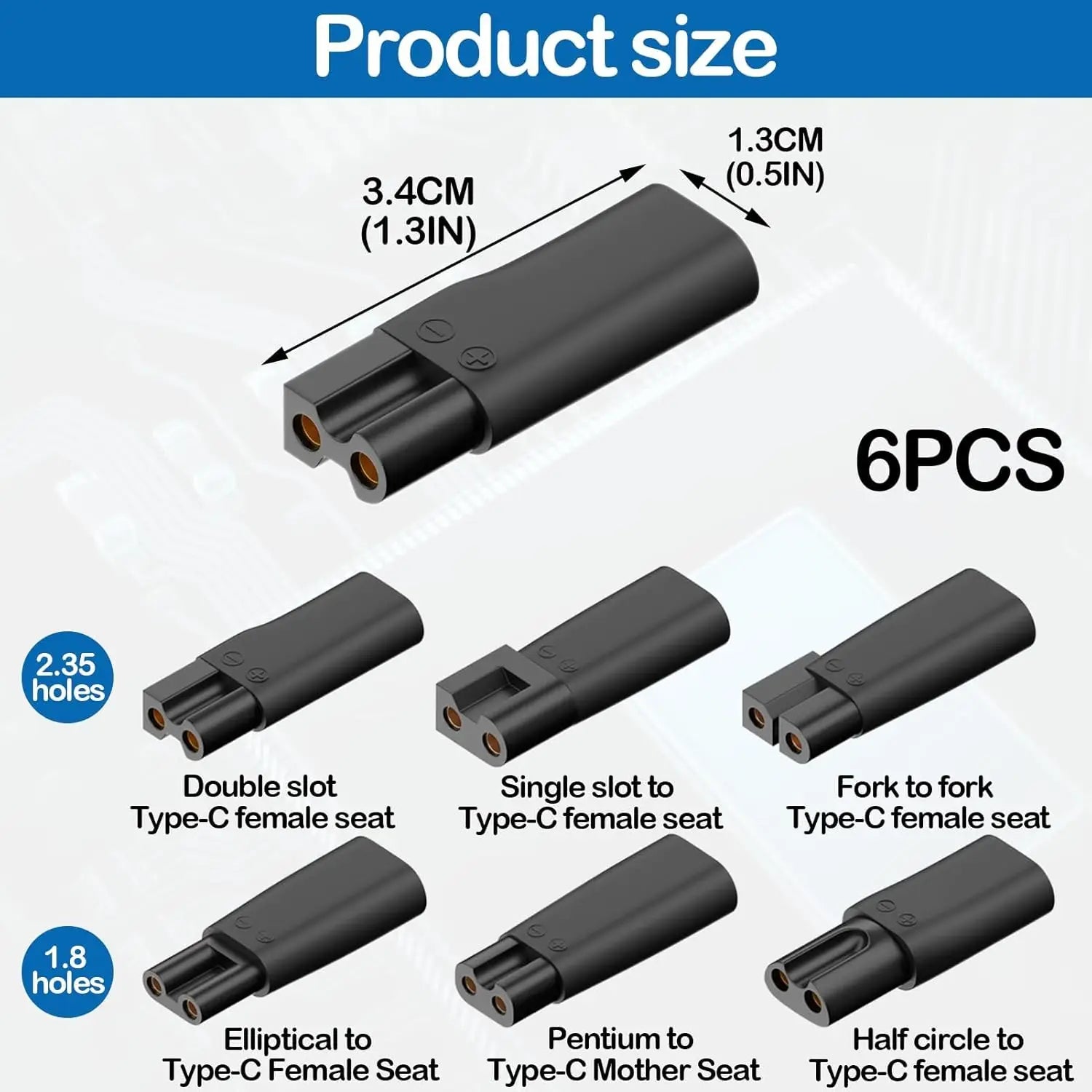6-Pack Type-C USB Charger Adapter for Clippers & Trimmers USB Charger Adapter Oasis Select