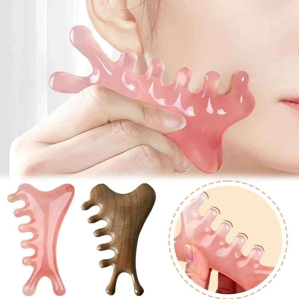 4 in 1 Resin Head Scalp Comb Massager for Hair| Face| Eye Around|Neck|Whoe Body Relaxation |Gua Sha Scraping Comb Massager Tool Oasis Select