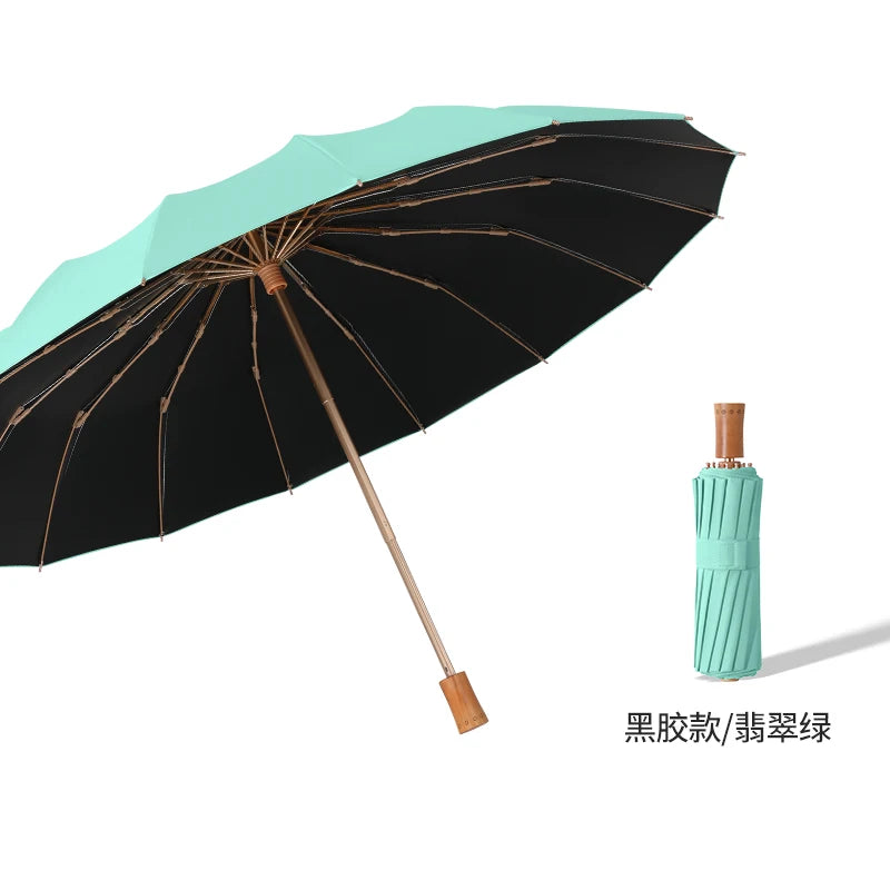 16 Bone Titanium Silver Sun Umbrella Protection UV Sunshine Rain