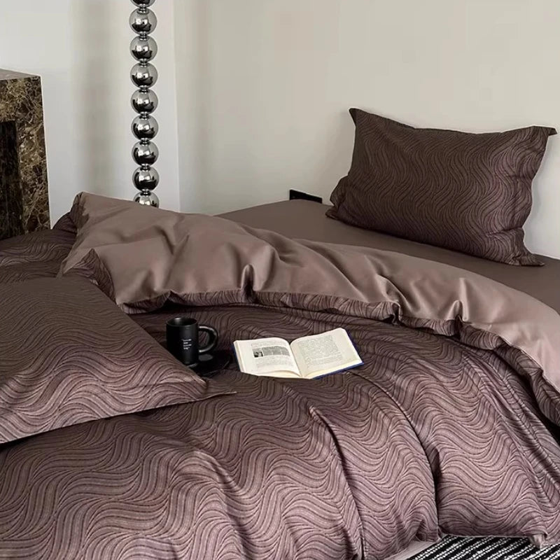 Bed Sheets Duvet Covers Four Piece Bedding Light Luxury High-end Black and Red Jacquard All Cotton Pure Cotton New Style Oasis Select