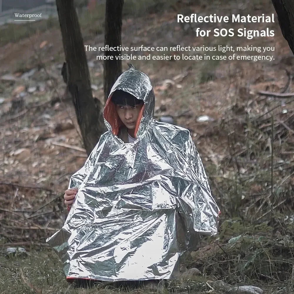 Emergency Raincoat Poncho Waterproof Rainwear Blanket Survival Camping Equipment Cold Insulation Rainwear Camping Equipment Oasis Select