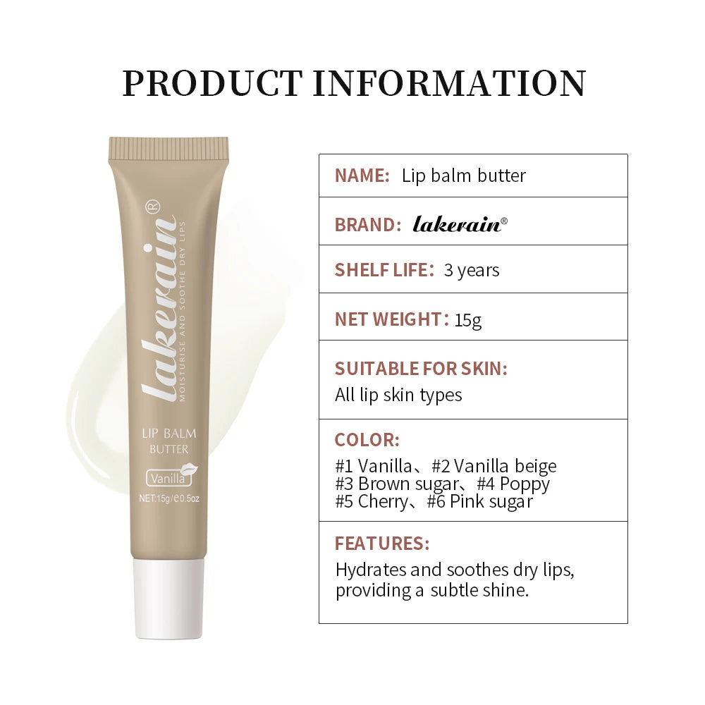 Lakerain New Butter Lip Balm Long-term Moisturizing Repair Remove Dead Skin Moisturizing 6 Colors Lip Balm Oasis Select