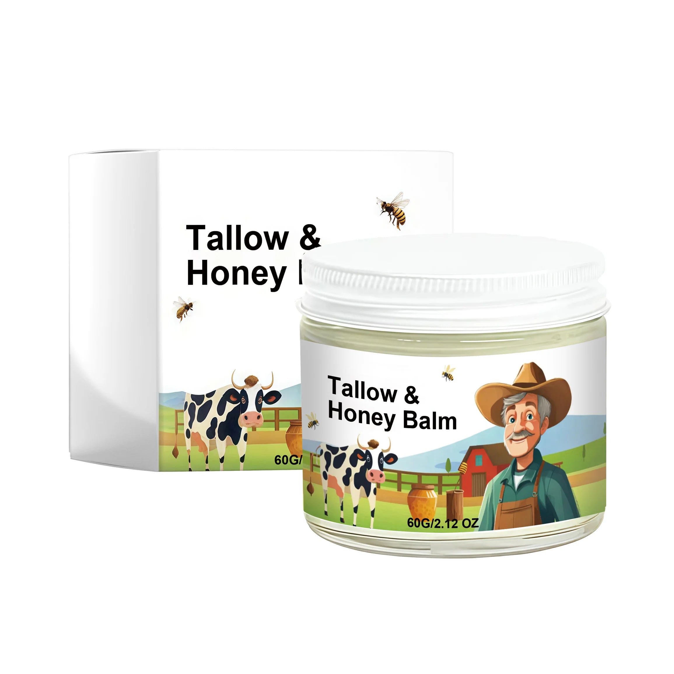 Hydrating Tallow & Honey Balm Skin Nourishing Smoothing Delicate Moisturizer to Improve Texture for Soft Firm Skin Daily Skincar Oasis Select 60g Boxed