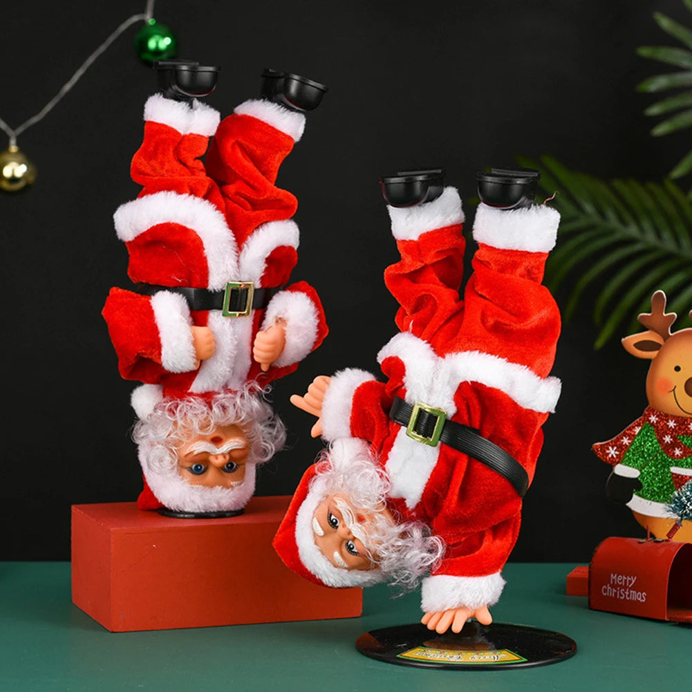 Breakdancing Headstand Santa Plush Toy – Singing & Spinning