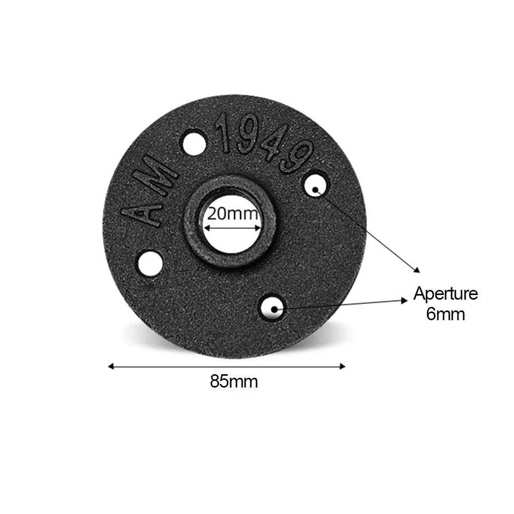 New Painted Floor Flange Black With Threaded Hole Iron Pipe Flange Industrial Vintage style Pipe Fittings Home Oasis Select 4 holes 1-2-- 16mm