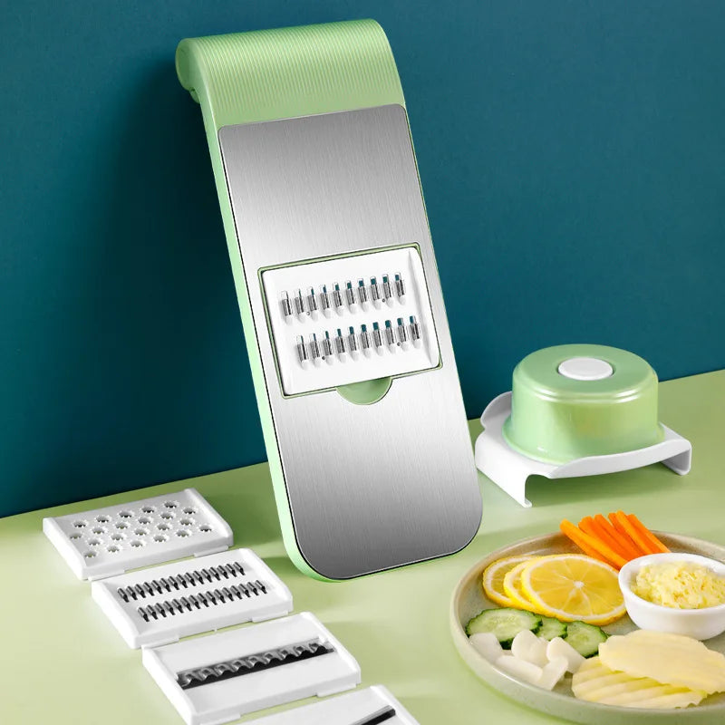 Multifunctional Kitchen Vegetable Cutter Dicing Shredding Artifact Household Hand Guard Stainless Steel Potato Slicer Grater Oasis Select