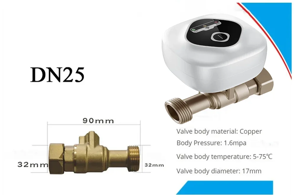 eWelink APP WiFi Smart Valve Water Gas Shutoff Automated Ball Valve DN15/DN20/DN25 Wireless Control For Alexa Google Alice Oasis Select EU DN25 Automatic